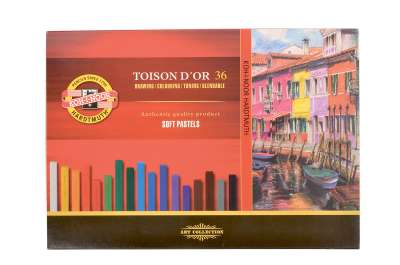 8585 Száraz pasztell 7x7. 36db. TOISON DOR. SOFT (porpasztell kréták)