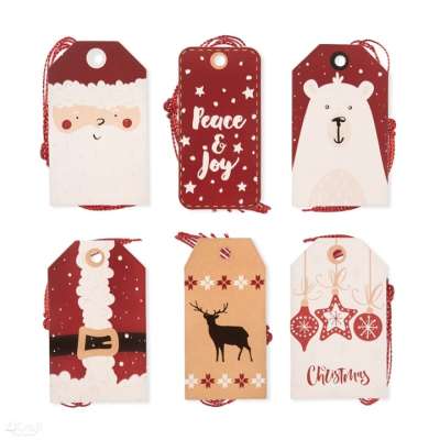 Dekoratív karácsonyi címkék 24 db  | Santa (névkártyák ajándékra)