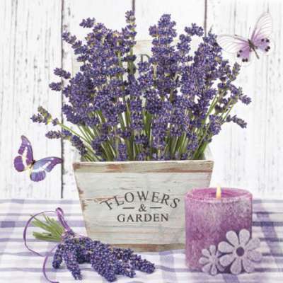 Decoupage szalvéta - Levendula fa kosárban - 1 db (decoupage)