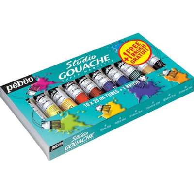 Professzionális gouache festékek Pebeo Studio 10 x 20 ml   ecset
