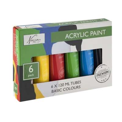 Akrilfesték készlet Nassau 6x120ml BASIC COLOURS (akrilfesték készlet)