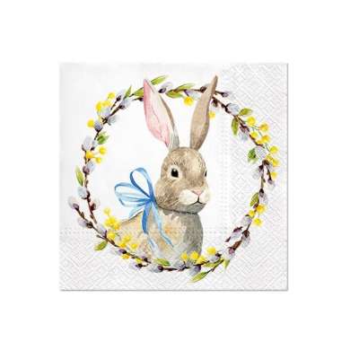 Decoupage szalvéták - Rabbit with Catkins  - 1db