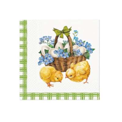 Decoupage szalvéták - Chicks with basket  - 1db