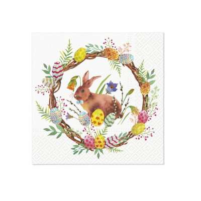 Decoupage szalvéták - Bunny in wreath  - 1db