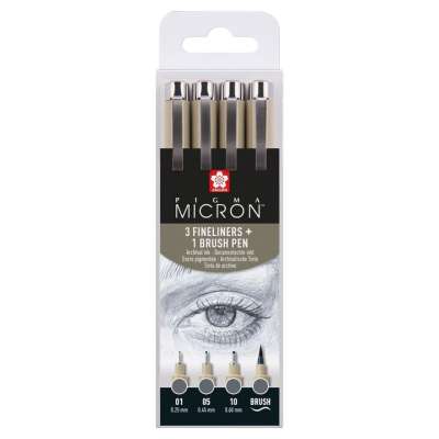 Műszaki tollkészlet Sakura Pigma Micron 3 fineliners a brush pen |