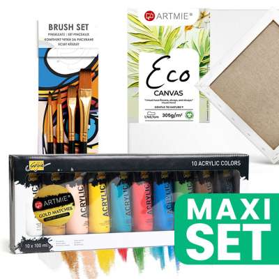 Starter Set festőknek - Akril, ecsetek és vászon készlet