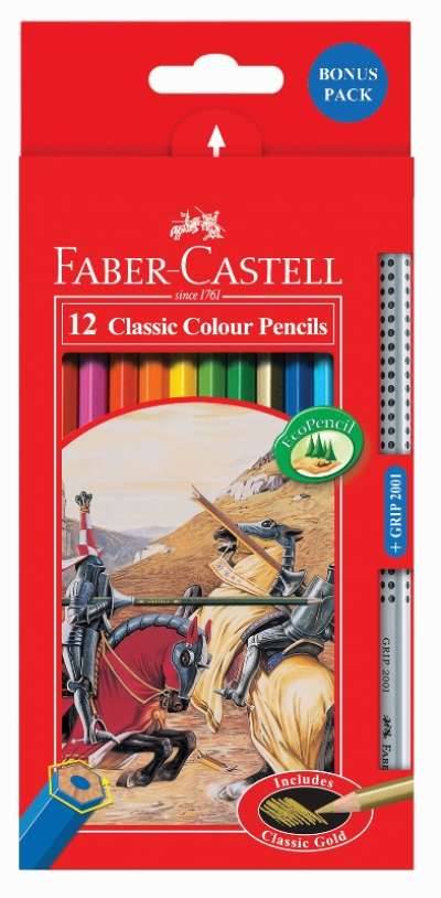 Castell szinesceruza készlet- 12 szín + GRIP 2001 ceruza GRATIS (Faber)