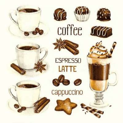 DECOUPAGE szalvéta - Coffe & Chocolate - 1 db (Decoupage )