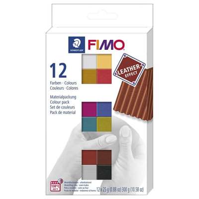 FIMO anyag bőrhatású - 12 szín (FIMO modellező  anyag)