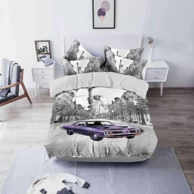 Lila sportkocsi mintás 3 részes ágyneműhuzat