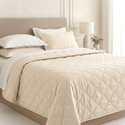 Ekrü színű steppelt ágytakaró - 150x220 cm