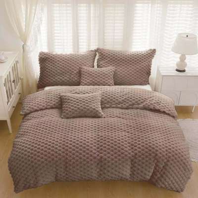 Méhsejt mintás 3 részes plüss ágyneműhuzat - Barna