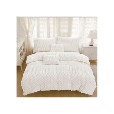 Méhsejt mintás 3 részes plüss ágyneműhuzat - Törtfehér