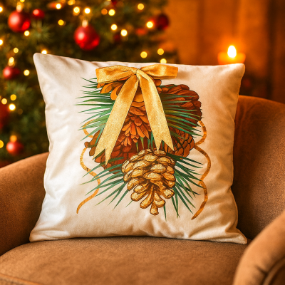 Karácsonyi díszpárnahuzat - Masni