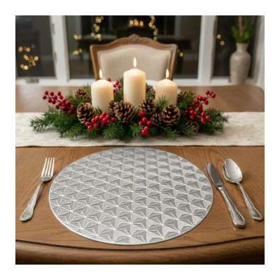 Csillagos kerek tányéralátét - Ezüst