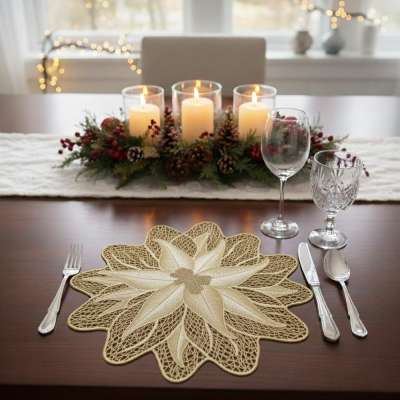 Mikulásvirág mintás tányéralátét - Arany