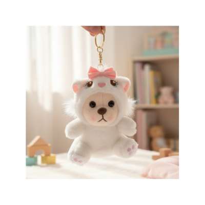 Plüss cica kulcstartó