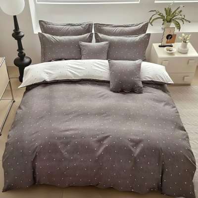 Apró pöttyös 3 részes ágyneműhuzat -  Barnásszürke