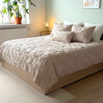 Bohém dombornyomott 3 részes ágyneműhuzat - drapp