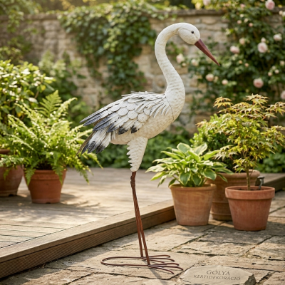 Gólya - fém dekoráció