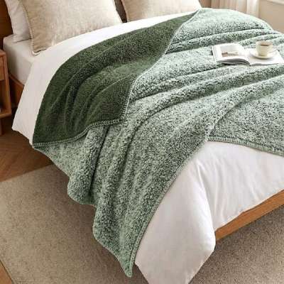 COZY - Zöld sherpa takaró - 200x230 cm