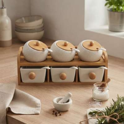 Kerámia fűszertartó 2 szintes - 6 részes