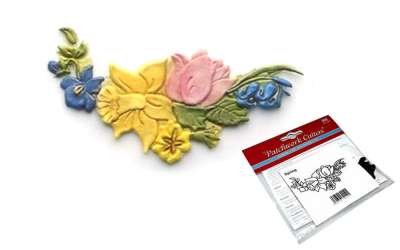 Patchwork kiszúró virágmotívummal - Spring (Tavasz) - 12 x 5,5 cm - Patchwork Cutters