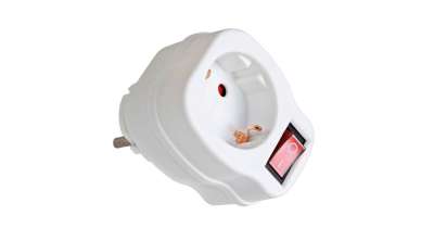 1 utas adapter + kapcsoló, fehér / 1 way adapter with switch, white