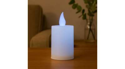 LED mécses fehér gyertya - fehér láng - elemmel