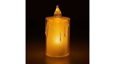 Átlátszó LED mécses, meleg fényű - 8 cm, elemes, dekoratív, biztonságos