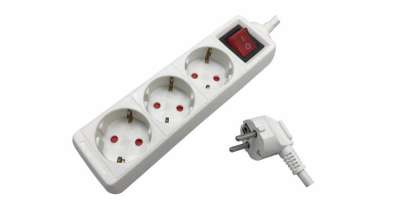 Hosszabbító 3 aljzat 1,5m kapcsolóval 16A, kábel