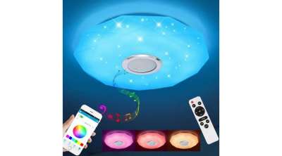 LED lámpa 24W RGB Bluetooth, okos gyémánt mintás lámpa zenével és távírányítóval
