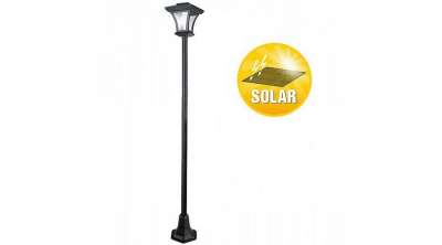 Napelemes kerti kandeláber LED állólámpa 177 cm, fényérzékelős, meleg fehér