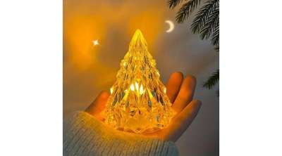 Karácsonyfa formájú LED mécses, lángmentes gyertya, elemes, ünnepi dekorációhoz