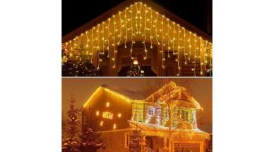 180 LED-es programozható karácsonyi jégcsap fényfüzér melegfehér fény, 8,5 m