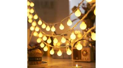 LED fényfüzér, 80 LED, 8,4 m, melegfehér, távirányítós, 8 programos, elemes