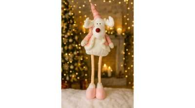 Karácsonyi Álló Szarvas, Rózsaszín, 90 cm, Teleszkópos Lábakkal