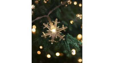 Hópelyhes LED Fénygirland, 20 LED, Meleg Fehér, Elemes, 2,2 m