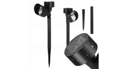 Napelemes LED kerti leszúrható lámpa alkonykapcsolóval, hideg fehér fény, IP44