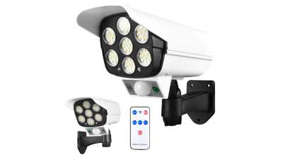 Napelemes LED reflektor ál kamera mozgásérzékelővel, 77 LED, kültéri biztonsági