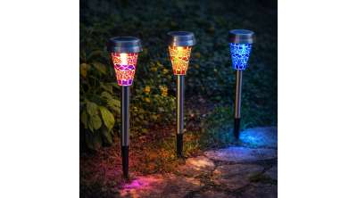 LED Szolár Napelemes Leszúrható Kerti Lámpa Mozaiküveg Dekor Búrával, 39 cm