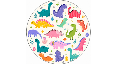 Dínók színes mintákkal – dinoszauruszos tortaostya