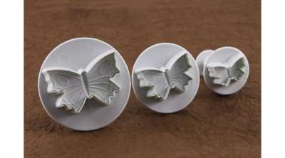 Pillangó mintás műanyag fondant kiszúró készlet – 3 db különböző méretben