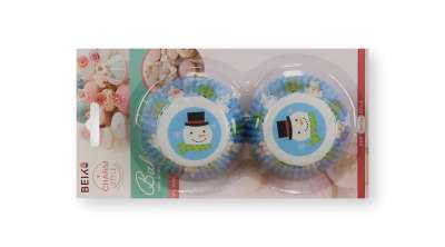 50 db-os világoskék hóemberes karácsonyi muffin papír