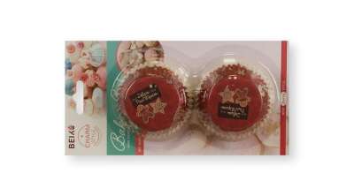 50 db-os piros és fehér mézeskalács mintás karácsonyi muffin papír