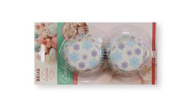 50 db-os fehér alapon kék hópelyhes karácsonyi muffin papír