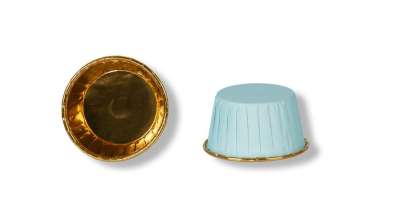 12 db kék kemény falú muffin kapszli arany belsővel