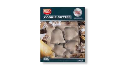 Sütikiszúró készlet – 4 db, karácsonyi motívumokkal: harang, csillag, szív, fenyőfa