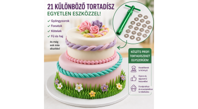 21 mintás fondant és marcipán díszítő készlet tortaszegélyekhez, figurákhoz és cukordíszekhez