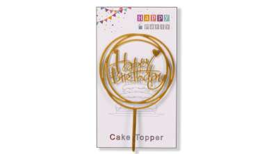 Arany szíves Happy Birthday tortadísz